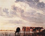 Aelbert Cuyp Famous Paintings - Cows in a River
